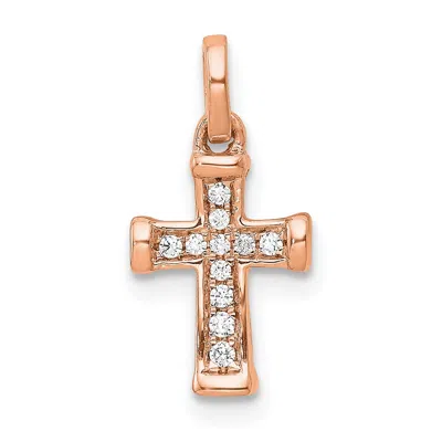 Diamond2deal 10k Gold Small 1/20ct. Diamond Latin Cross Pendant In Pink