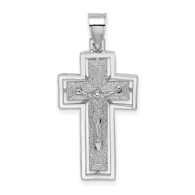 Diamond2deal 10k Gold Textured Crucifix Frame Charm In White