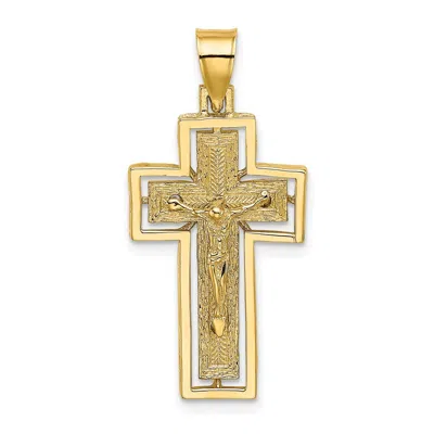 Diamond2deal 10k Gold Textured Crucifix Frame Charm In Yellow