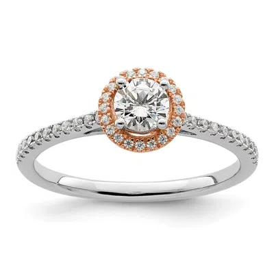 Diamond2deal 10k Rose And White Gold 1/2 Ct Lab Grown Diamond Halo Engagement Ring