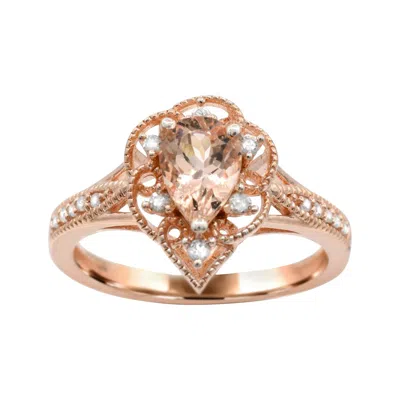 Diamond2deal 10k Rose Gold Morganite And Diamond Engagement Ring ( 0.60ct)