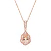 Diamond2deal 10k Rose Gold Morganite And Diamond Pendant Necklace 18"