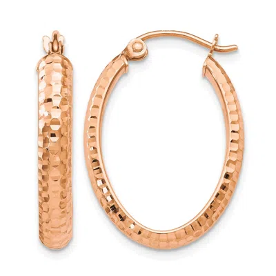Diamond2deal 10k Rose Gold Oval Shape Hinged Hoop Earrings