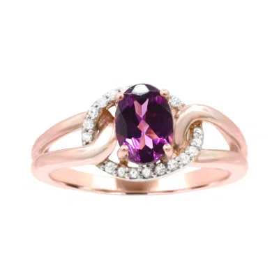Diamond2deal 10k Rose Gold Purple Garnet And Diamond Engagement Ring ( 0.90ct)