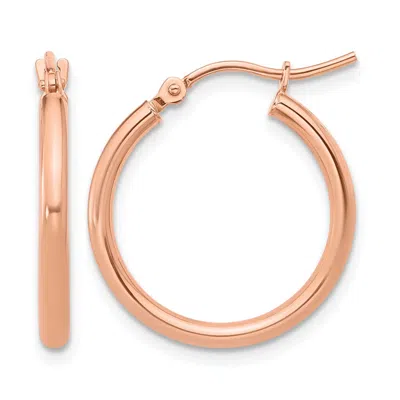 Diamond2deal 10k Rose Gold Round Shape Hinged Hoop Earrings