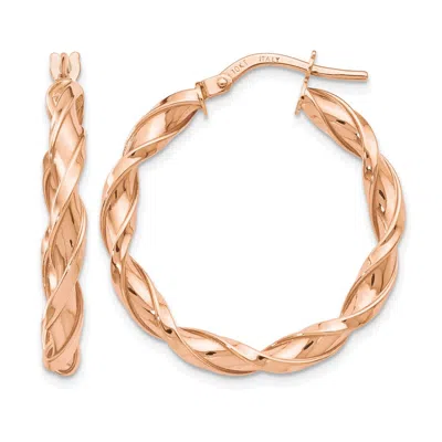 Diamond2deal 10k Rose Gold Round Shape Twisted Hoop Earrings