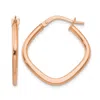 Diamond2deal 10k Rose Gold Square Shape Hoop Earrings In Burgundy