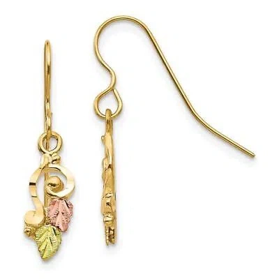 Pre-owned Diamond2deal 10k Tri-color Black Hills Gold Drop And Dangle Earrings 1.06g L-26mm In Trio Color