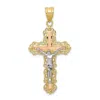 Diamond2deal 10k Tri-color Diamond-cut Crucifix Pendant
