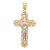 Diamond2deal 10k Tri-color Diamond-cut Crucifix Pendant