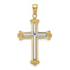 Diamond2deal 10k Two-tone Cross In Budded Yellow Cross Frame Pendant