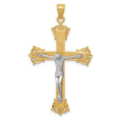 Diamond2deal 10k Two-tone Crucifix Pendant In Multi
