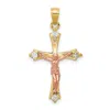 Diamond2deal 10k Two-tone Cubic Zirconia Crucifix Pendant