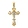 Diamond2deal 10k Two-tone Inri Fleur De Lis Crucifix Pendant