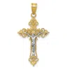 Diamond2deal 10k Two-tone Medium Lacey-edged Inri Crucifix Pendant