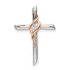 Diamond2deal 10k Two-tone White & Rose Diamond Cross Chain Slide Pendant In Multi