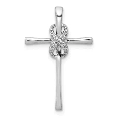 Diamond2deal 10k White Gold .03ct. Diamond Infinity Cross Chain Slide Pendant
