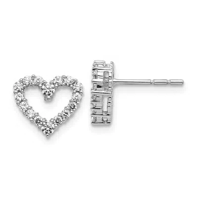 Diamond2deal 10k White Gold 1/2 Ct Lab Grown Diamond Heart Stud Earrings Vs Clarity, G-h Color In Yellow