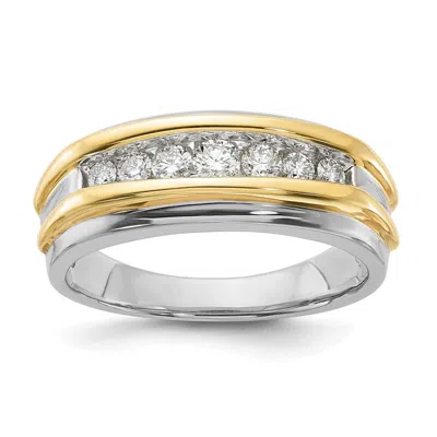 Diamond2deal 10k White Gold 1/2 Ct Lab Grown Diamond Seven Stone Men's Ring