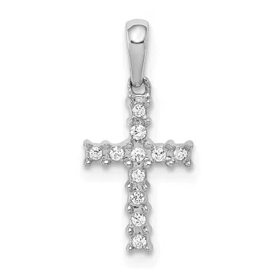 Diamond2deal 10k White Gold 1/20ct. Diamond Latin Cross Pendant