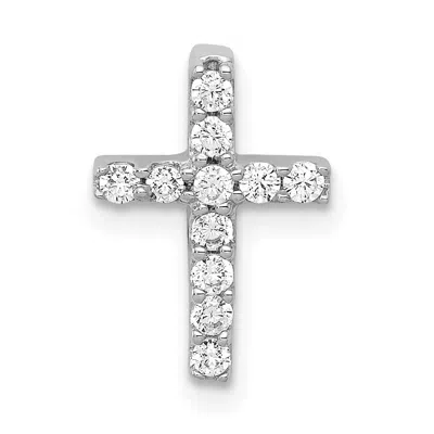 Diamond2deal 10k White Gold 1/5ct. Diamond Latin Cross Chain Slide Pendant In Silver