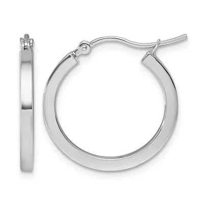 Diamond2deal 10k White Gold 2mm Square Shape Tube Hoop Earrings In Brown