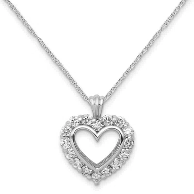 Diamond2deal 10k White Gold 5/8 Ct Lab Grown Diamond Heart Pendant Necklace 18" Clarity Vs, Color G-h