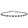 Diamond2deal 10k White Gold Blue Sapphire And Diamond Tennis Bracelet 7"