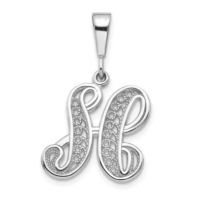 Diamond2deal 10k White Gold Filigree Initial H Pendant In Metallic