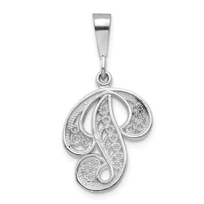 Diamond2deal 10k White Gold Filigree Initial P Pendant In Metallic