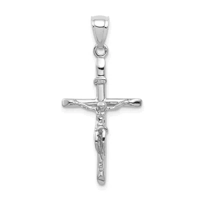 Diamond2deal 10k White Gold Inri Crucifix Pendant In Transparent
