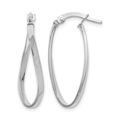 Diamond2deal 10k White Gold Oval Shape Hinged Hoop Earrings In Metallic