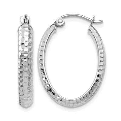 Diamond2deal 10k White Gold Oval Shape Hinged Hoop Earrings In Silver