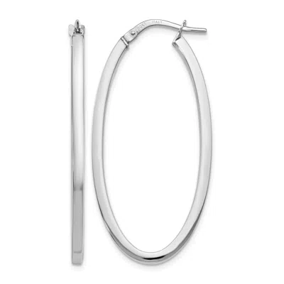 Diamond2deal 10k White Gold Oval Shape Hinged Hoop Earrings In Metallic