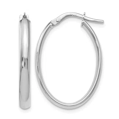 Diamond2deal 14k White Gold Polished Oval Shape Hoop Earrings In Metallic