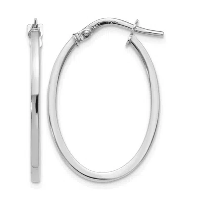Diamond2deal 10k White Gold Oval Shape Hoop Earrings In Silver