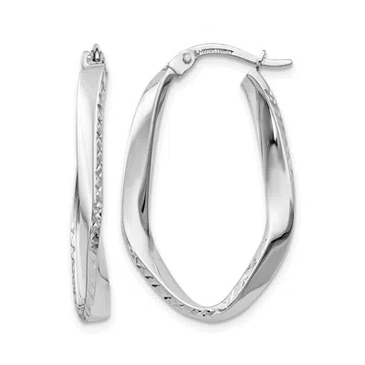 Diamond2deal 10k White Gold Oval Shape Hoop Earrings