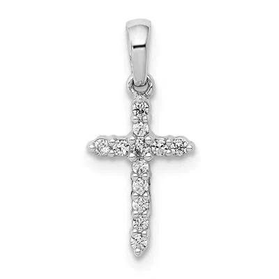 Diamond2deal 10k White Gold Polished Diamond Cross Pendant