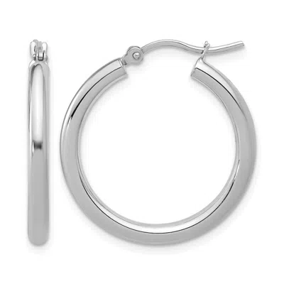 Diamond2deal 10k White Gold Round Hinged Hoop Earrings In Metallic