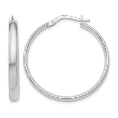 Diamond2deal 10k White Gold Round Hoop Earrings In Silver