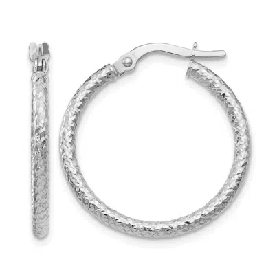Diamond2deal 10k White Gold Round Shape Hinged Hoop Earrings In Metallic