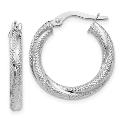 Diamond2deal 10k White Gold Round Shape Hinged Hoop Earrings In Silver