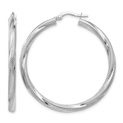 Diamond2deal 10k White Gold Round Shape Hinged Hoop Earrings In Metallic
