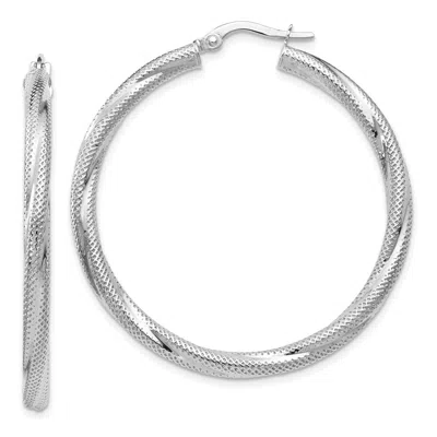 Diamond2deal 10k White Gold Round Shape Hinged Hoop Earrings In Metallic