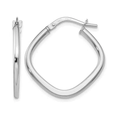 Diamond2deal 10k White Gold Square Shape Hoop Earrings In Silver