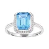 Diamond2deal 10k White Gold Swiss Blue Topaz And White Zircon Engagement Ring ( 2.5ct )