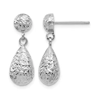 Diamond2deal 10k White Gold Teardrop Shape Drop Dangle Earrings In Metallic
