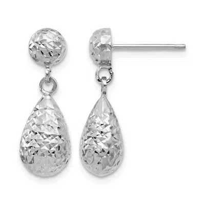 Diamond2deal 10k White Gold Teardrop Shape Drop Dangle Earrings In Transparent