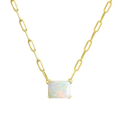 Diamond2deal 10k Yellow Ethiopian Opal Pendant Necklace 18"
