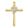 Diamond2deal 10k Yellow Gold .02ct. Diamond Heart Cross Chain Slide Pendant In Yellow